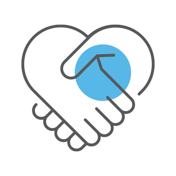 Icon of a handshake in the shape of a heart - Partner