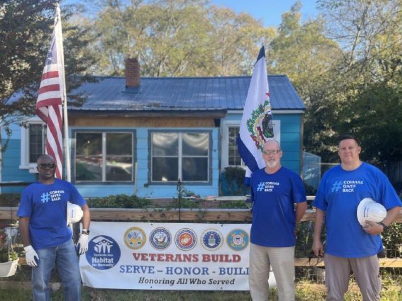 Corvias team members volunteer to renovate a home for a veteran outside of Fort Liberty, NC